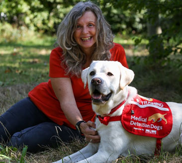 Volunteer Jackie with chip Volunteer